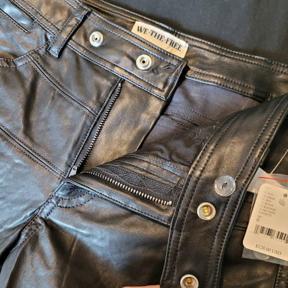 NEW $128 Free People We The Free Black Faux Leather Pants Size 0 - Picture 8 of 11